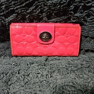 Coach Signature Embossed Patent Leather Turnlock Wallet